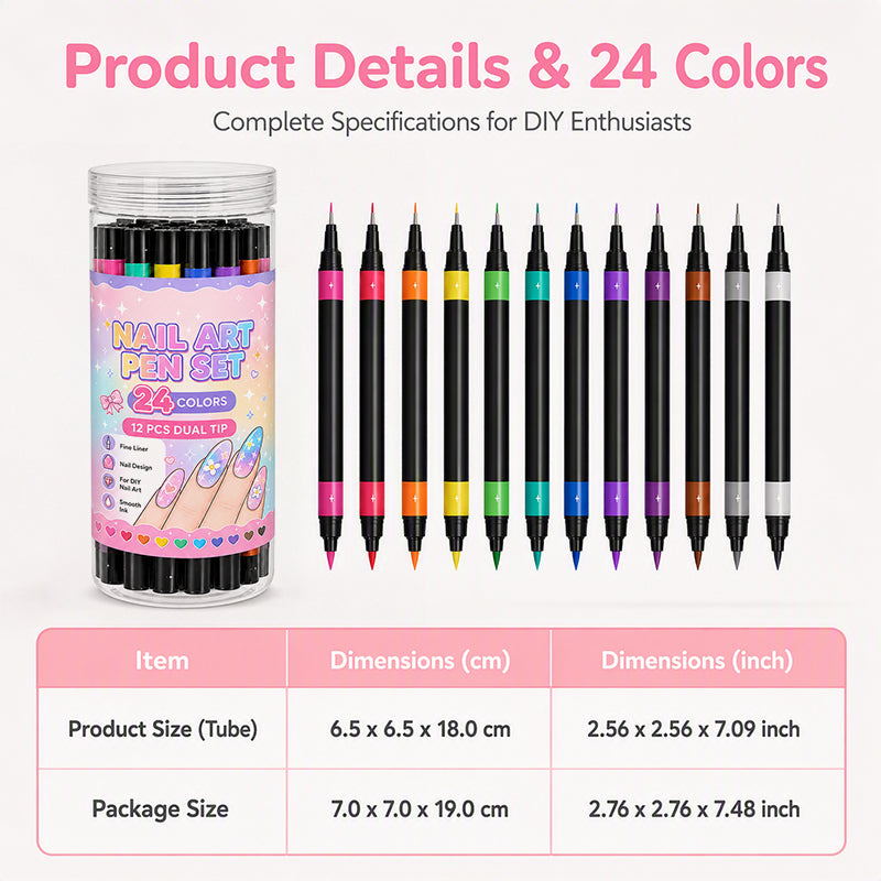 💥 LIMITED‑TIME 50% OFF! 💅 24 Colors Dual Ended Nail Art Pens Set – Creative, Salon‑Quality, Easy DIY ✨