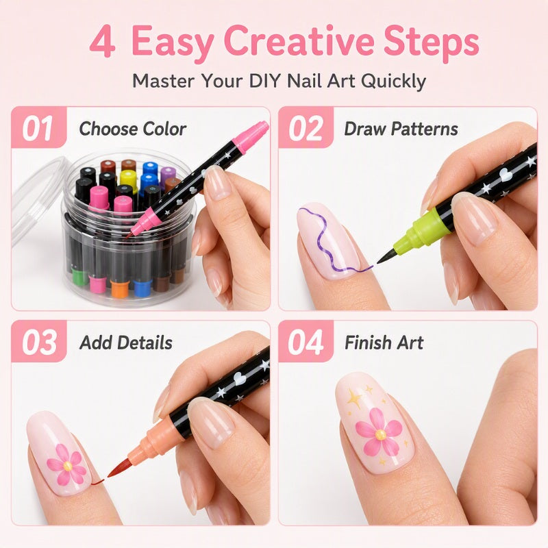 💥 LIMITED‑TIME 50% OFF! 💅 24 Colors Dual Ended Nail Art Pens Set – Creative, Salon‑Quality, Easy DIY ✨