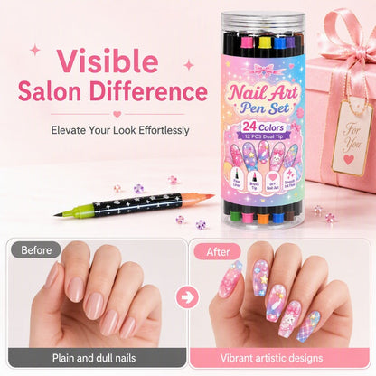 💥 LIMITED‑TIME 50% OFF! 💅 24 Colors Dual Ended Nail Art Pens Set – Creative, Salon‑Quality, Easy DIY ✨